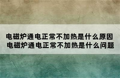 电磁炉通电正常不加热是什么原因 电磁炉通电正常不加热是什么问题